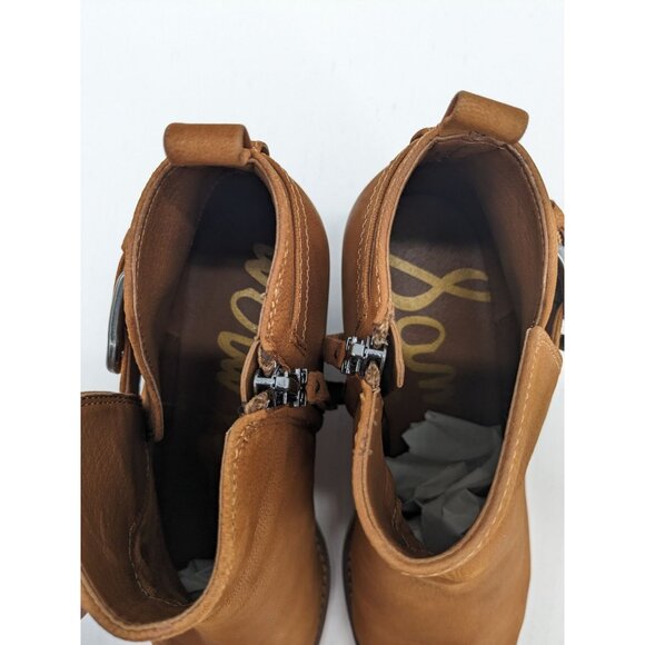Sam Edelman Western Leather Ankle Booties Women Size 8 Boho Buckle Block Heel - Picture 10 of 13